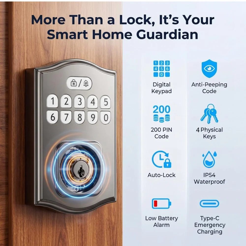 Keyless Electronic Smart Deadbolt Lock - Picture 2 of 9